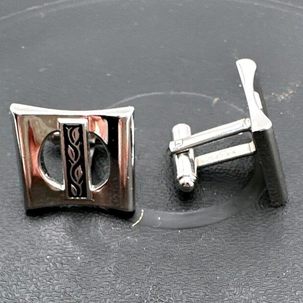 Cufflinks‎ Silver Tone Modern Design Dress Shirt Formal Occasion